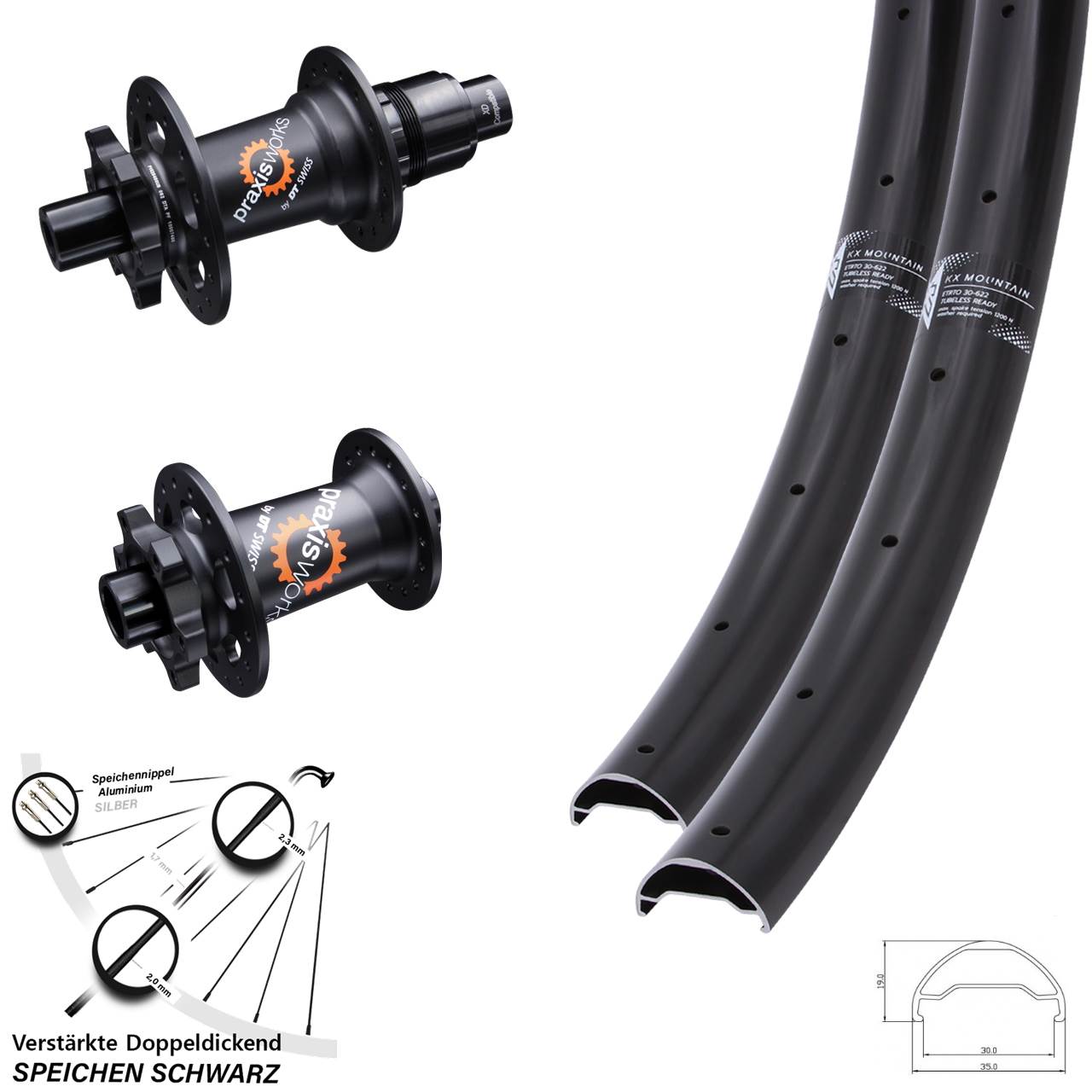 KX Mountain DT Swiss 350 SL 29 Zoll Laufradsatz 6-Loch 15x100 12x142 XD