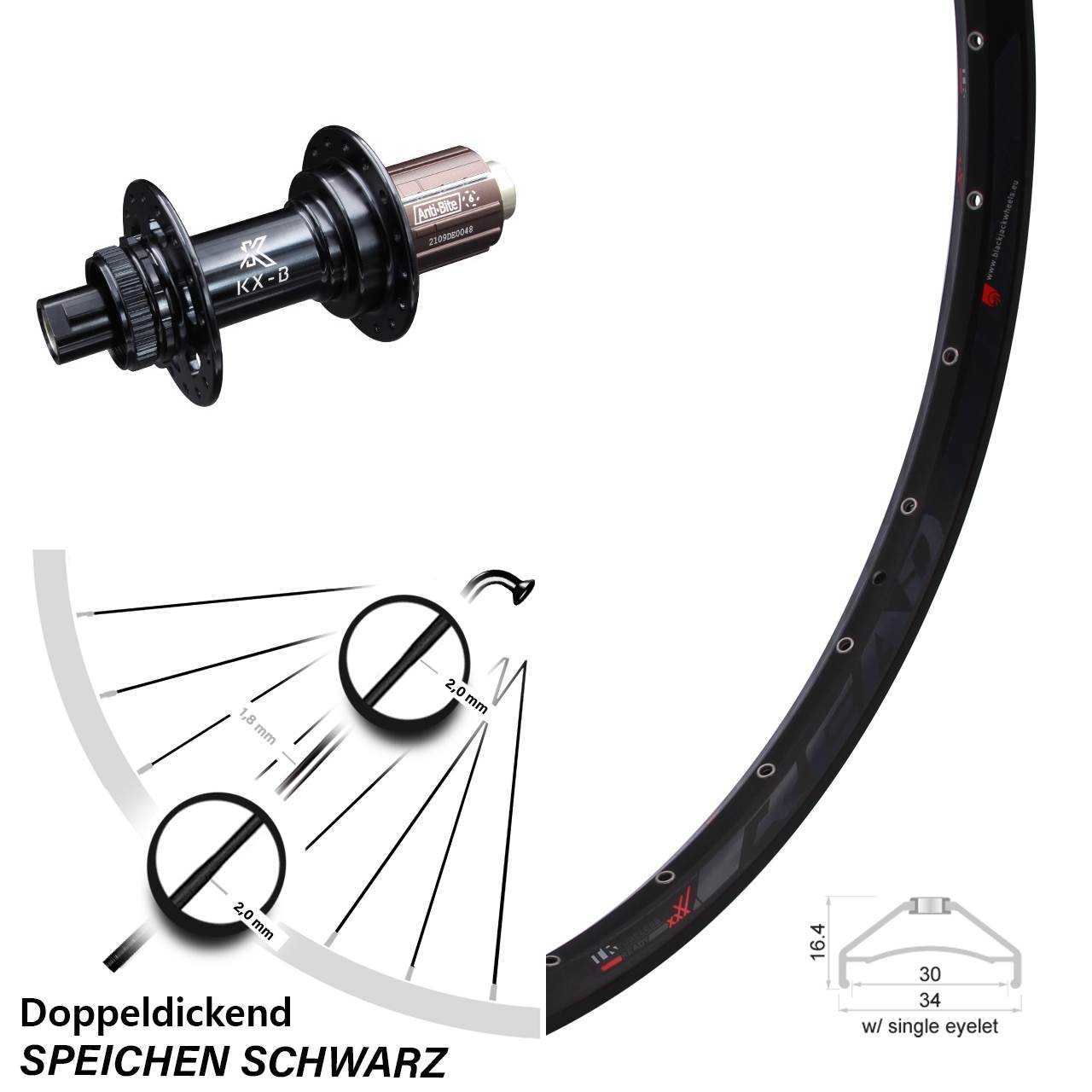 Rodi Ready 30 27,5 Zoll Hinterrad KX-B Centerlock 8-12 fach 12x148
