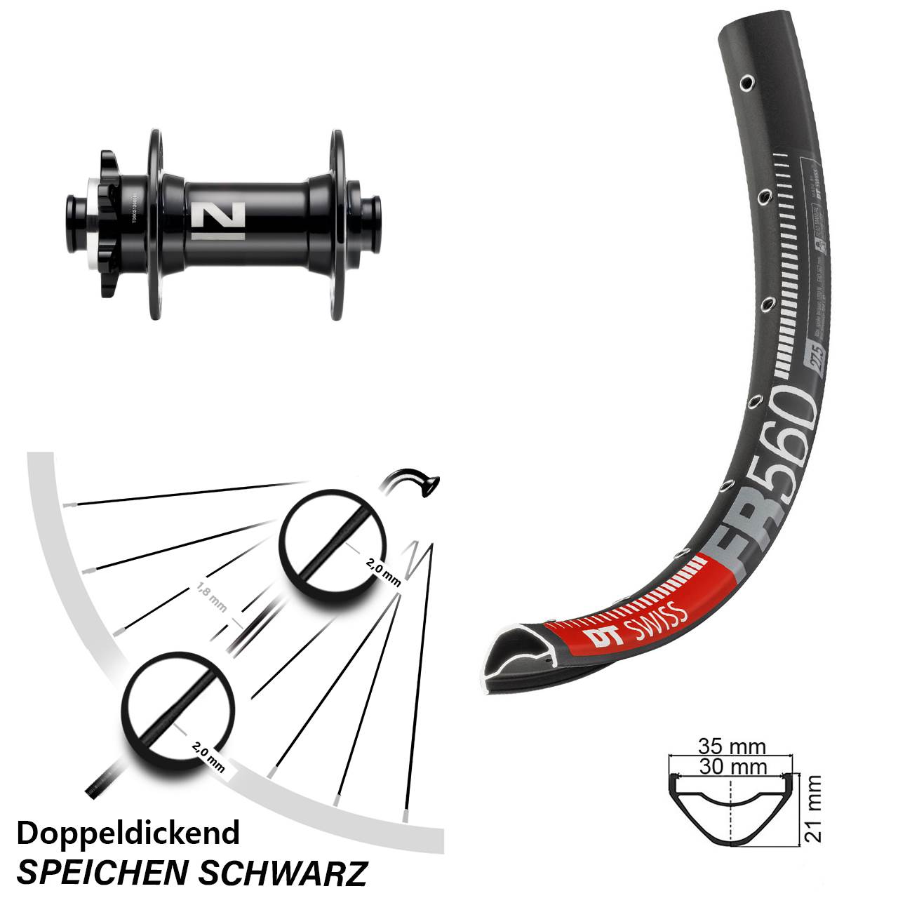 Disc Laufrad 26 Zoll DT Swiss FR 560 Novatec D041 15x110 Boost