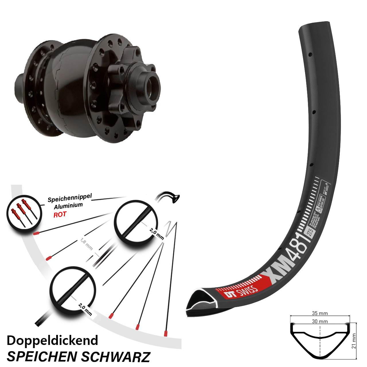 SON 28 DT Swiss XM481 29 Zoll Disc Laufrad mit Nabendynamo 15x100