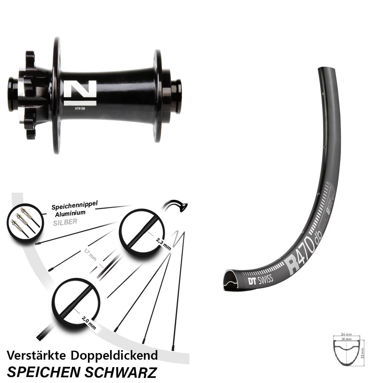 Vorderrad 6-Loch 12x100 28 Zoll DT Swiss R 470 Novatec D791