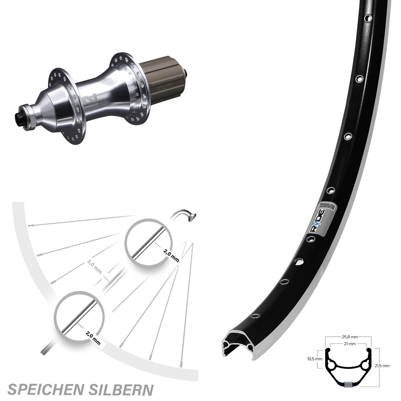 Hinterrad 27,5 Zoll Ryde ZAC 421 Novatec F162 8-12 fach HG QR