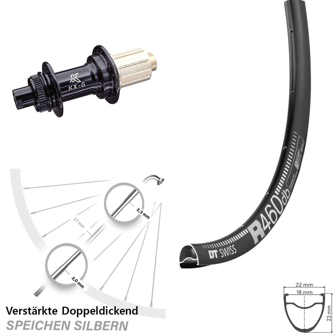 Hinterrad Centerlock 12x142 28 Zoll DT Swiss R 460 KX-G 8-12 fach HG