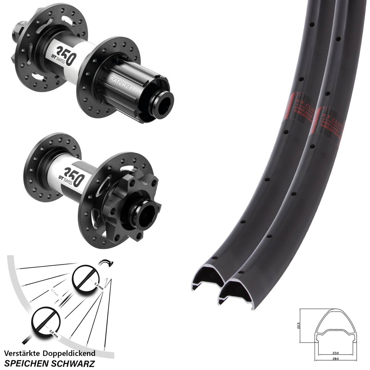 28-29 Zoll KX Clue DT Swiss 350 Laufradsatz 6-Loch 15x110 12x148 8-11 fach HG