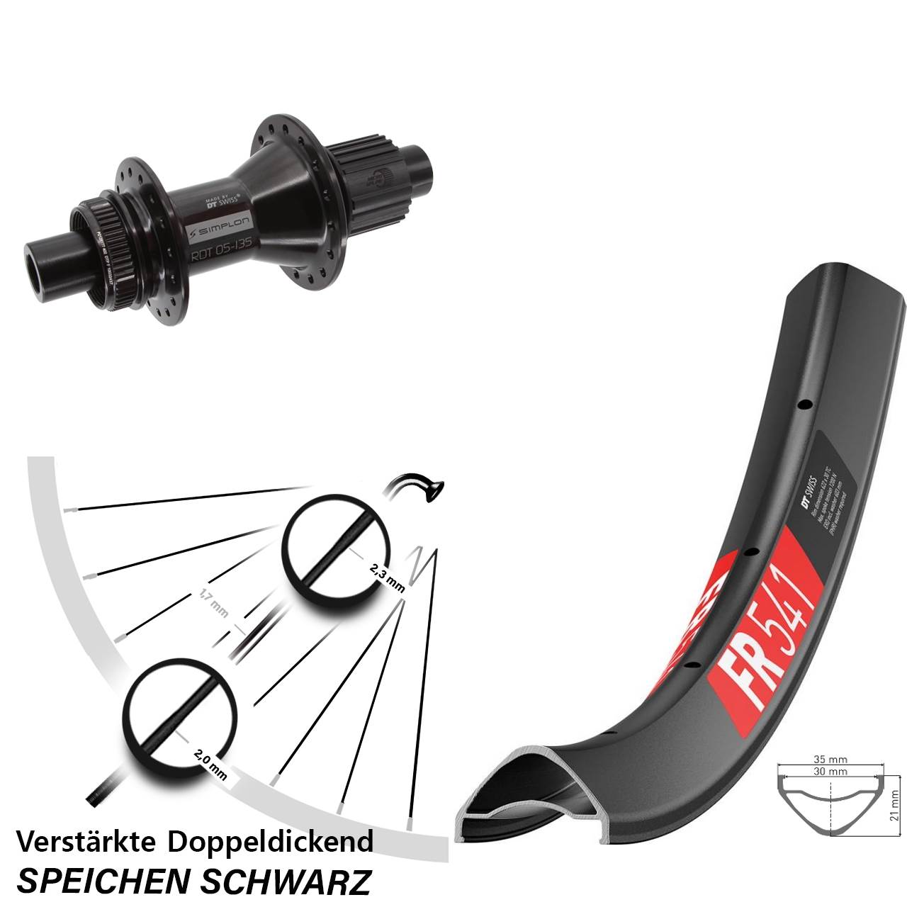 Disc Hinterrad 12x142 27,5 Zoll DT Swiss FR 541 DT Swiss 370 Hybrid Shimano Micro Spline