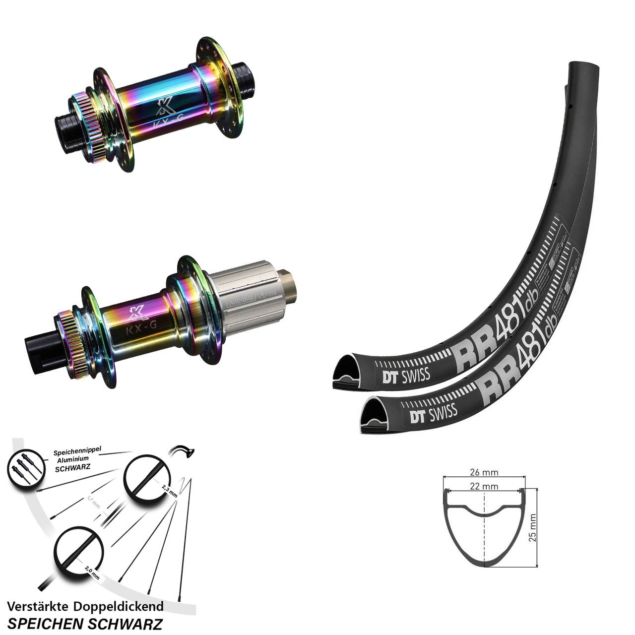 Laufradsatz Centerlock 12x100/142 28 Zoll DT Swiss RR481 KX-G Oilslick 8-12 fach HG