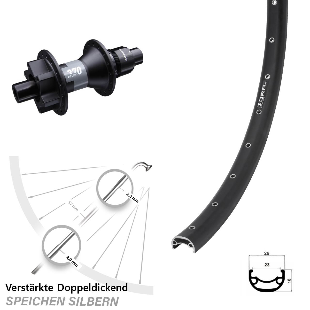 Disc Hinterrad 12x142 28 Zoll Gora 23 DT Swiss 370 SRAM XD
