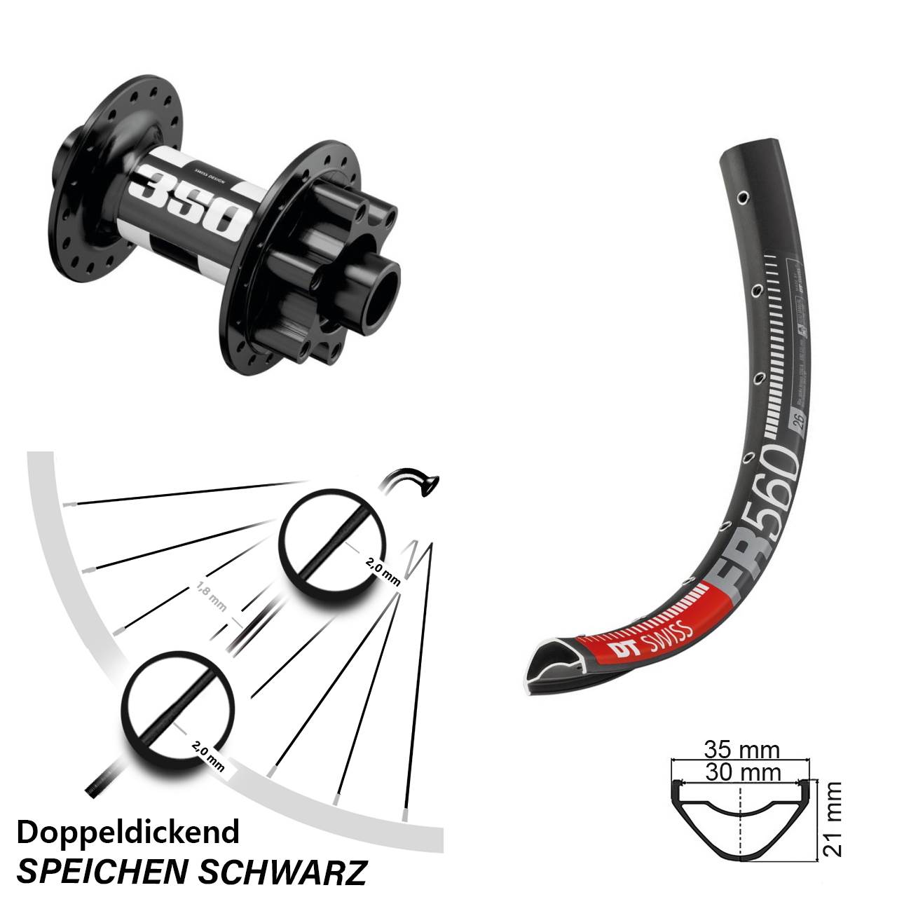 Disc Laufrad 26 Zoll DT Swiss FR560 350 15x110 Boost