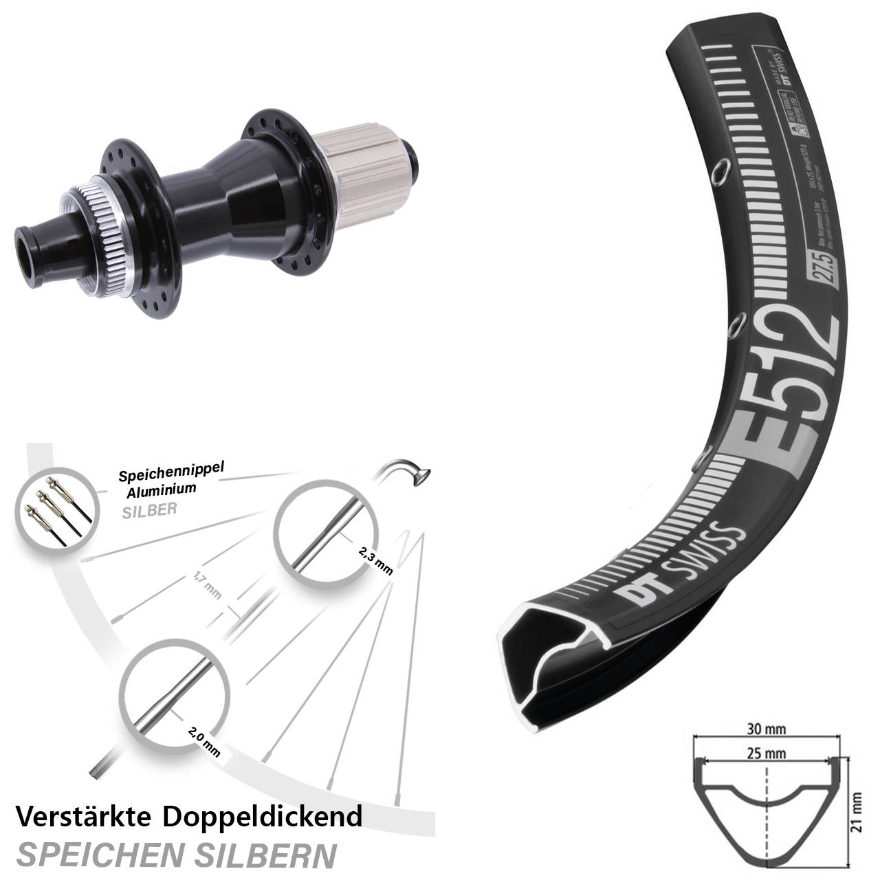 Centerlock 29 Zoll Hinterrad 12x142 DT Swiss E512 Novatec CL142 8-12 fach HG