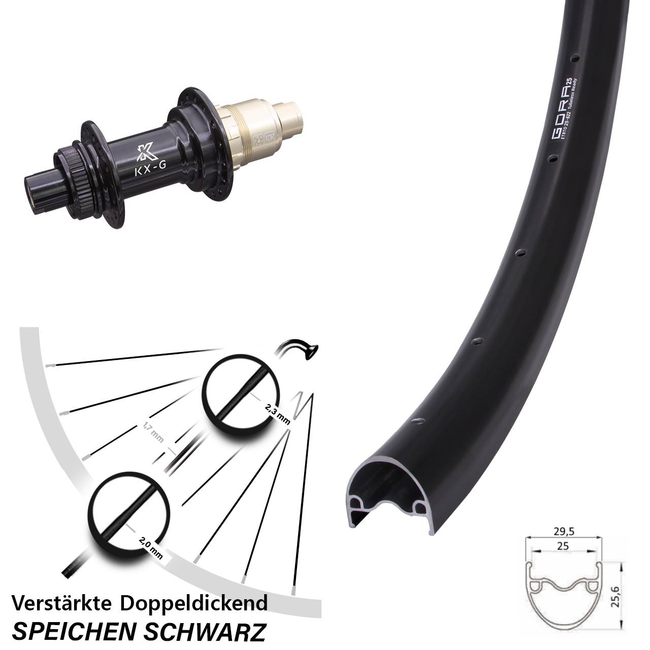 Gora 25 KX-G 28-29 Zoll Disc Hinterrad 12x142 SRAM XDR