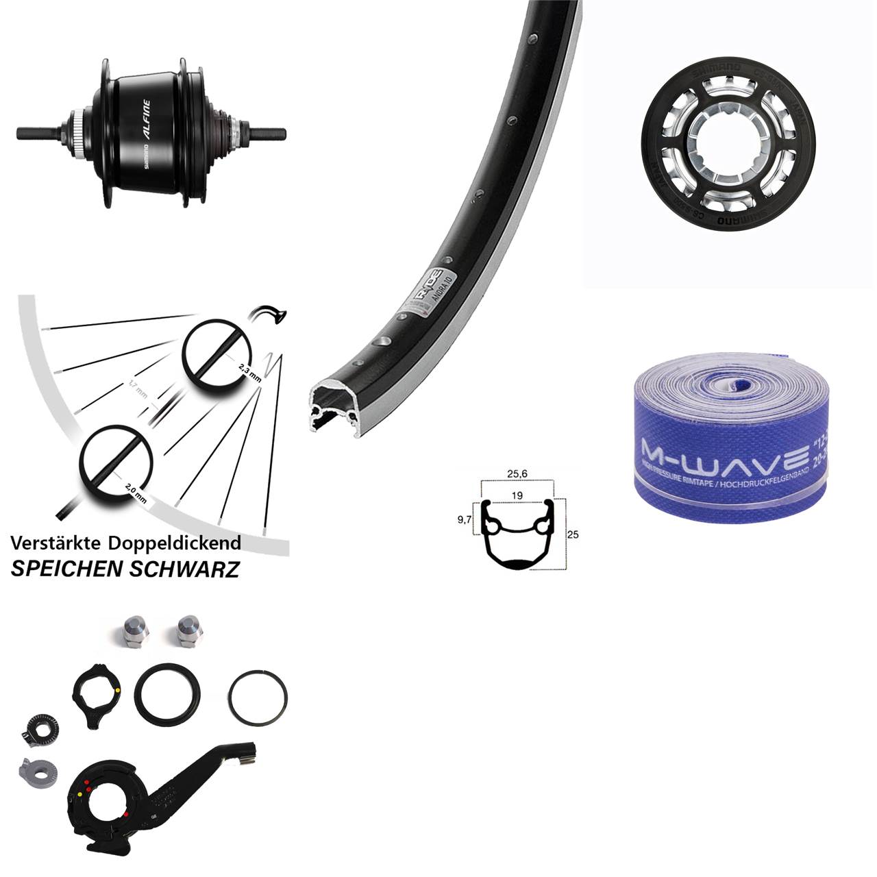 20 Zoll Hinterrad Shimano Alfine 8 Gang Ryde Andra 10