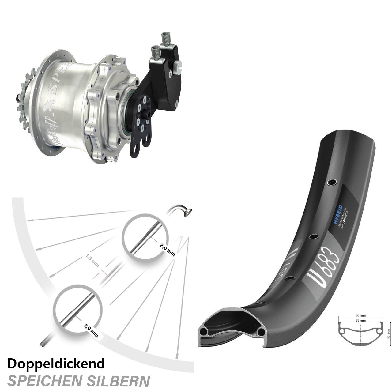 DT Swiss U683 Rohloff 500/14 CC DB Tandem 27,5 Zoll Disc Hinterrrad