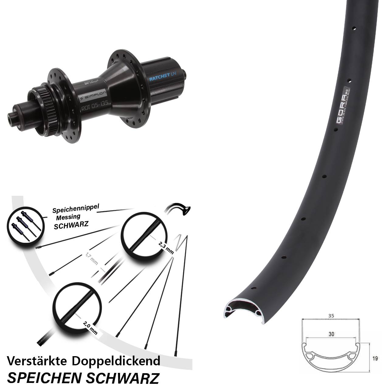 26 Zoll Gora 30 DT Swiss 370 Hybrid Centerlock Hinterrad QR 8-11 fach