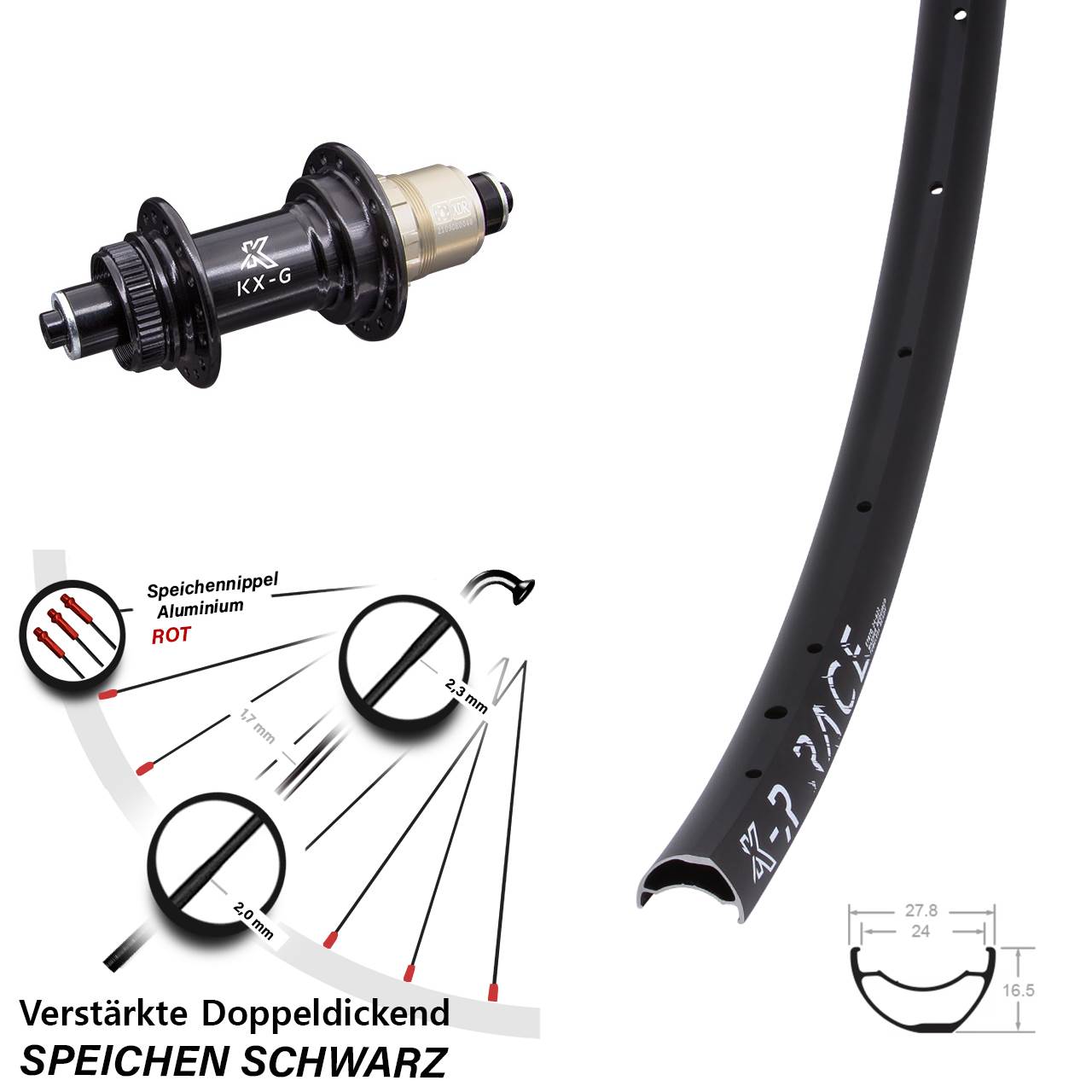 KX-R Race MTB Centerlock Hinterrad für Schnellspanner XDR