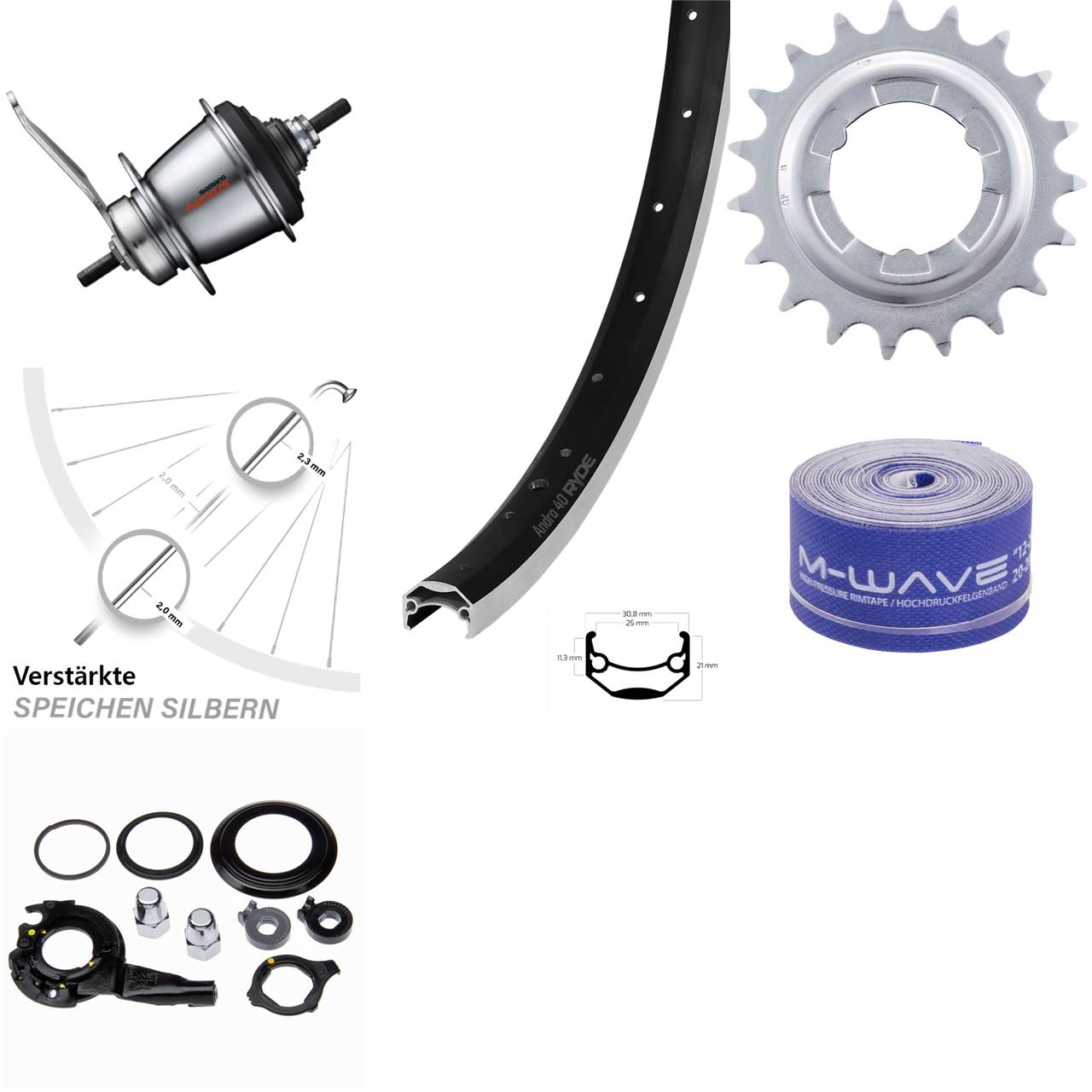 Hinterrad Ryde Andra 40 20 Zoll Shimano Nexus 7 Gang mit Rücktritt