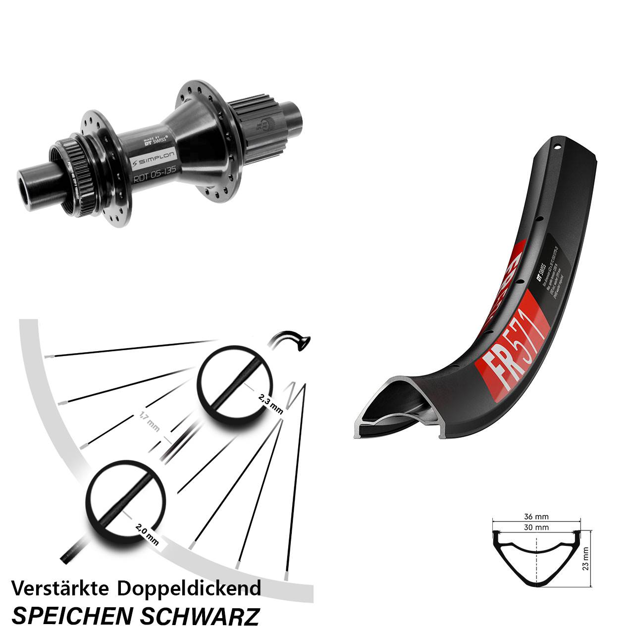 DT Swiss FR571 370 Hybrid 27,5 Zoll Hinterrad Centerlock 12x142 Shimano Micro Spline