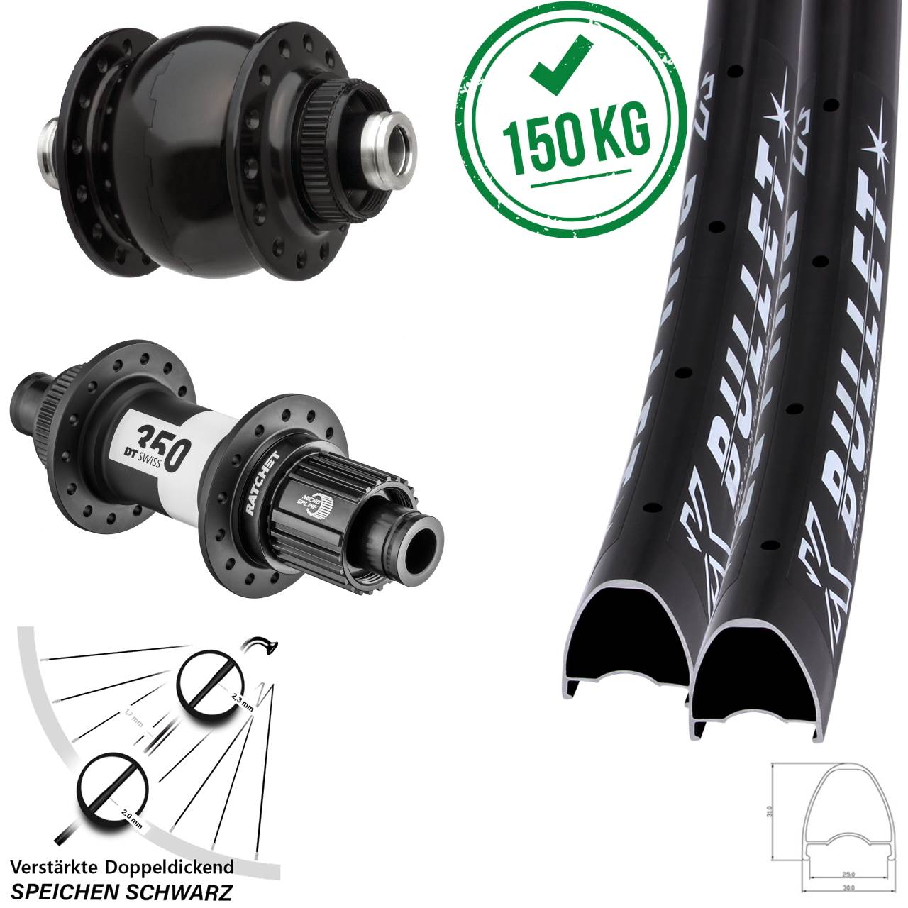 KX Bullet DT Swiss 350 SONdelux 29 Zoll Laufradsatz Centerlock 12x100/142 Micro Spline