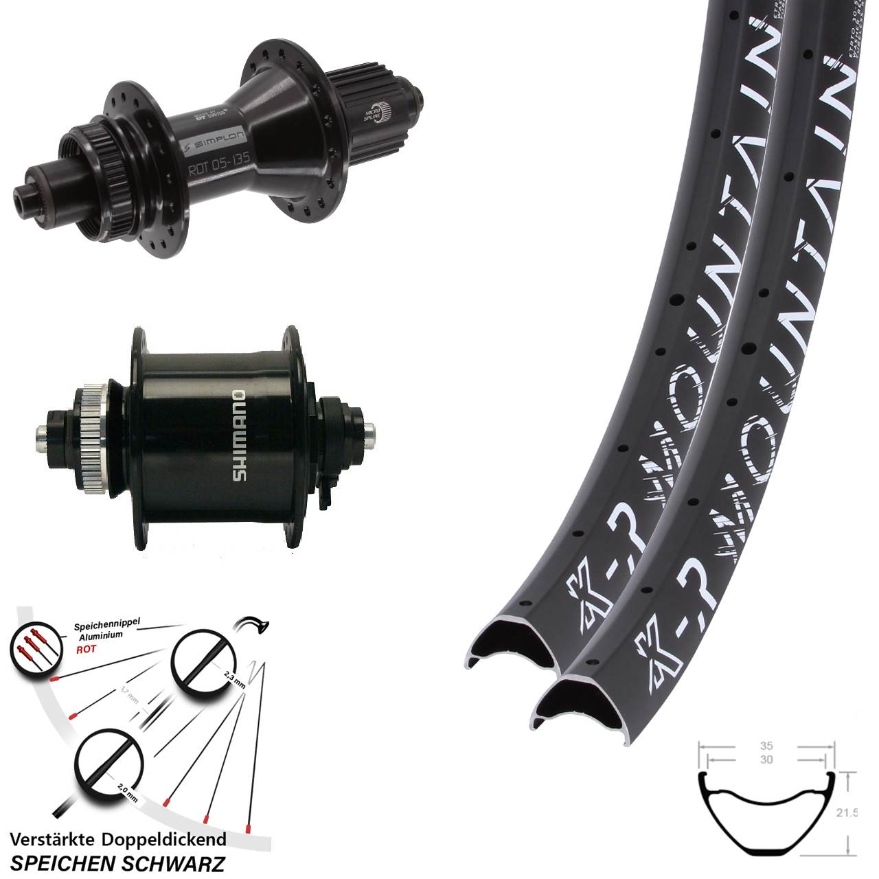 KX R Mountain DT Swiss 370 Hybrid Shimano UR700 Laufradsatz 29 Zoll Micro Spline