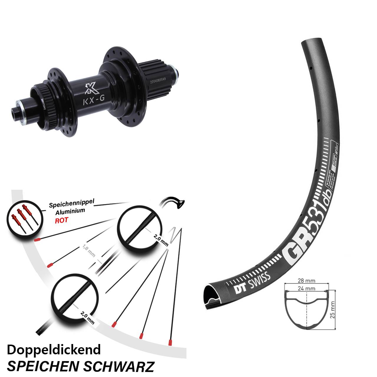 Disc Hinterrad QR 27,5 Zoll DT Swiss GR531 KX-GS HD Micro Spline