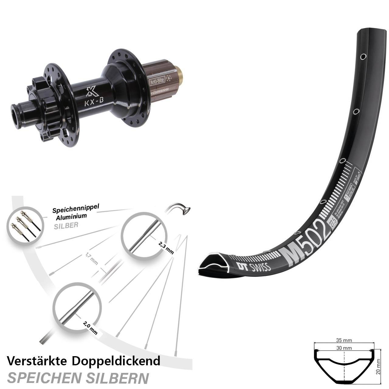 Boost Disc Hinterrad 12x148 29 Zoll DT Swiss M502 KX-B 8-11 fach HG