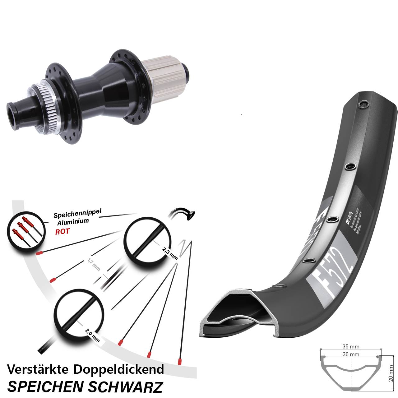 Hinterrad Centerlock 12x142 29 Zoll DT Swiss F572 Novatec CL-142 8-12 fach HG