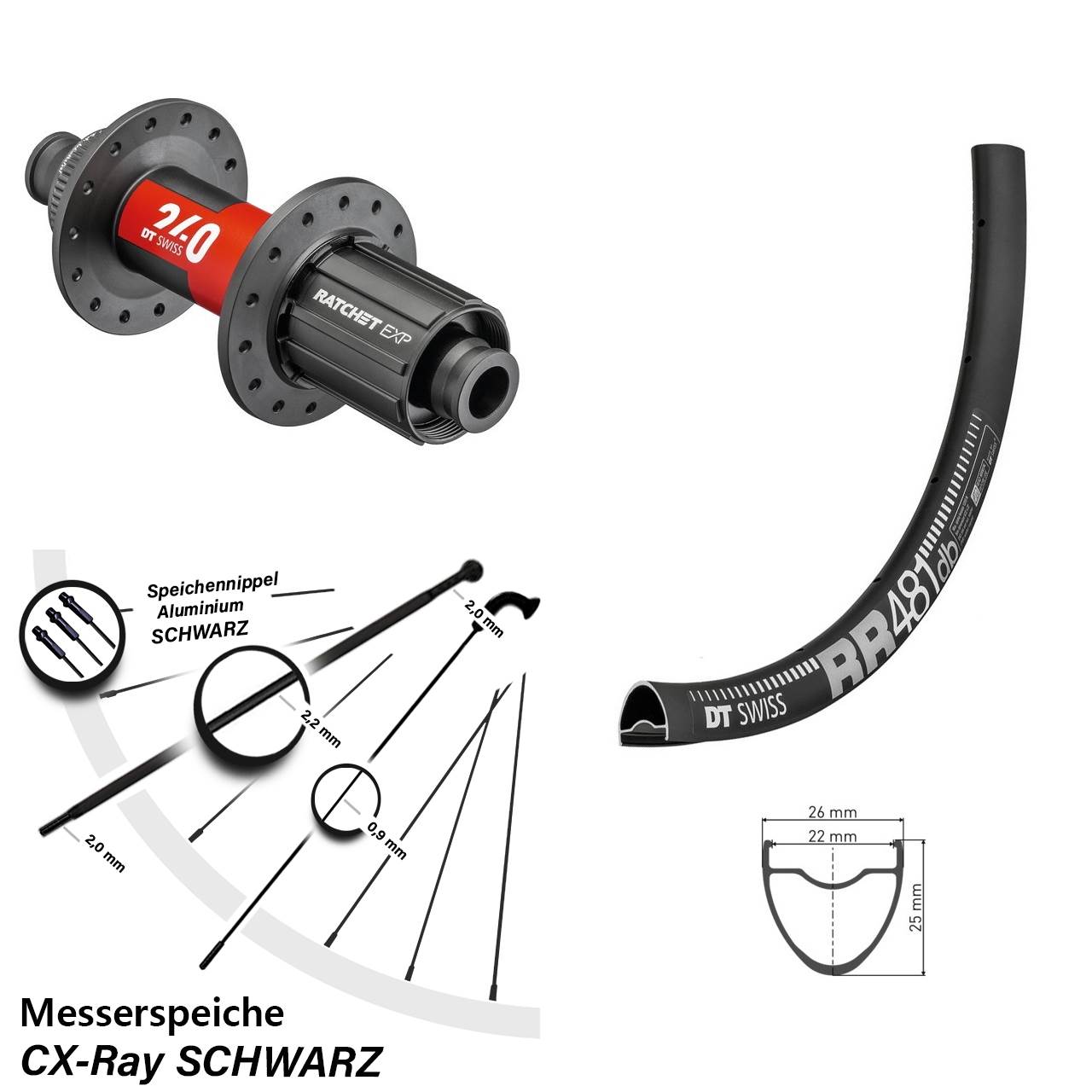 Hinterrad 28 Zoll RR 481 DT Swiss 240 EXP Road 8-12 fach HG CX-Ray Steckachse