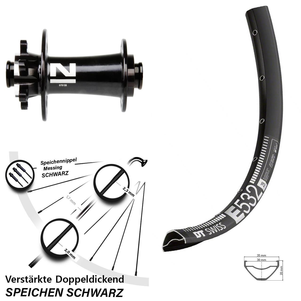 Vorderrad 6-Loch 29 Zoll DT Swiss E 532 Novatec D791 15x100