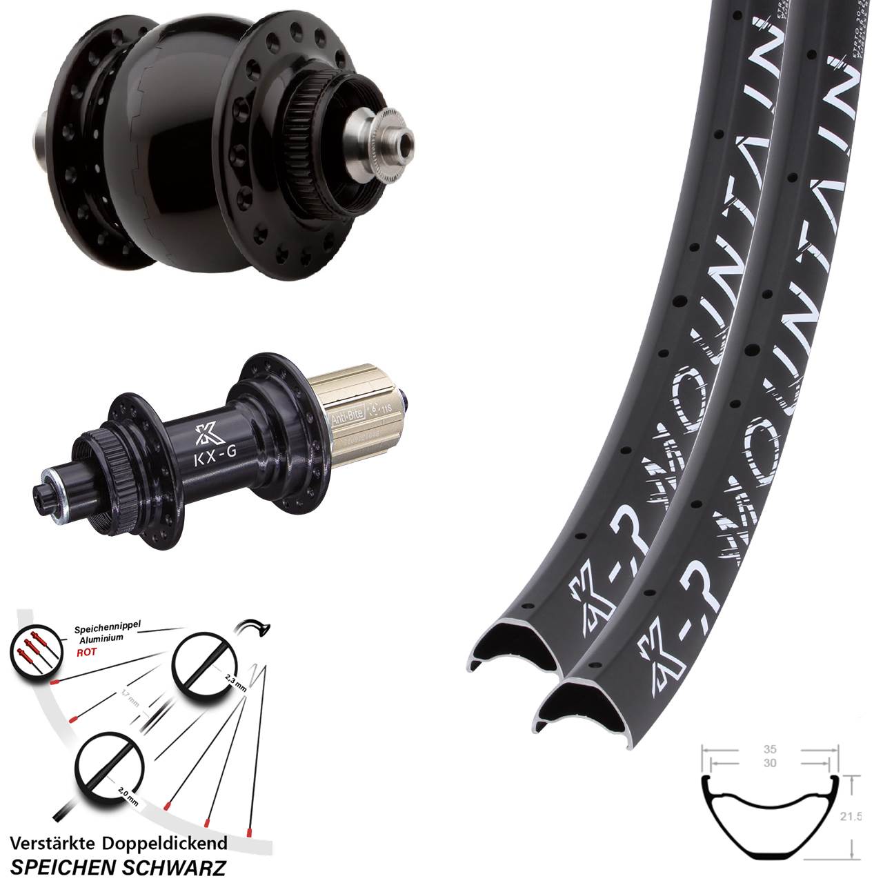 Laufradsatz Centerlock 29 Zoll KX-GR Mountain SON delux 8-12 fach HG QR
