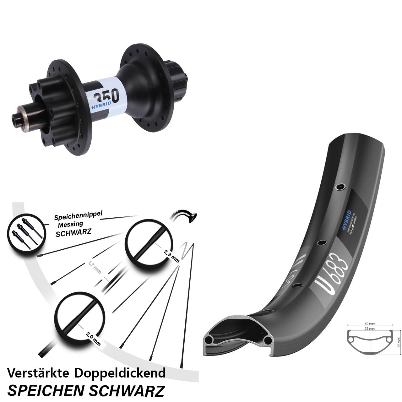 Hinterrad 27,5 Zoll DT Swiss U 683-350 Hybrid 6-Loch Singlespeed 5x135