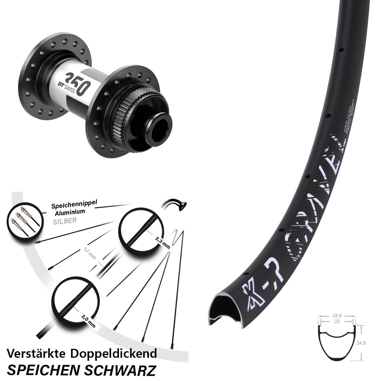 29 Zoll KX-R Gravel DT Swiss 350 Vorderrad Centerlock 12x100