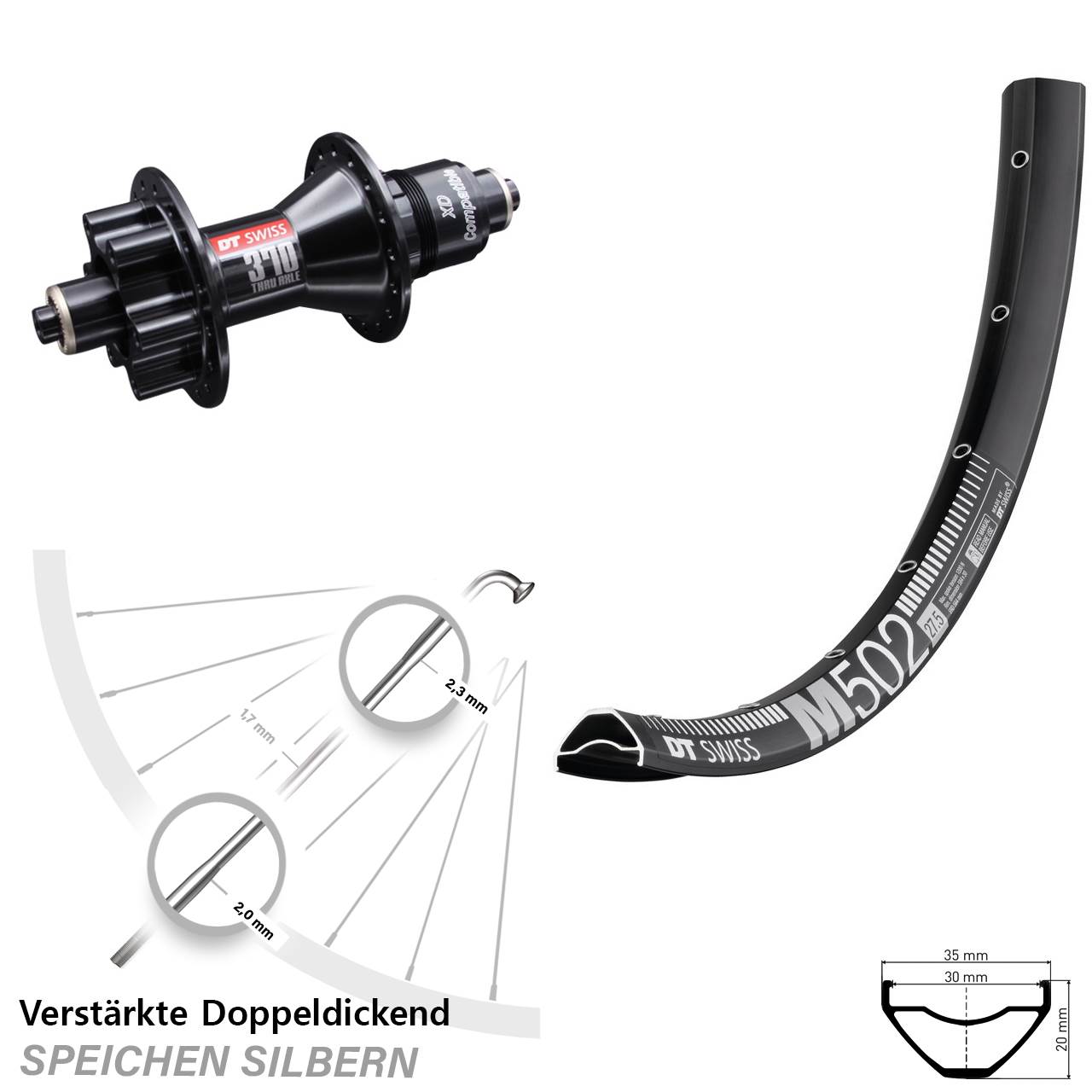 Disc Laufrad 29 Zoll MTB M 502 DT Swiss 370 XD 11-12 fach QR