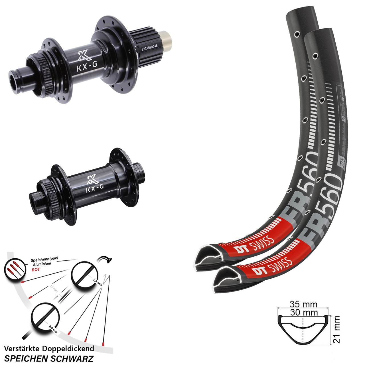 Laufradsatz 26 Zoll DT Swiss FR560 KX-G Shimano Micro Spline 15x100 12x142