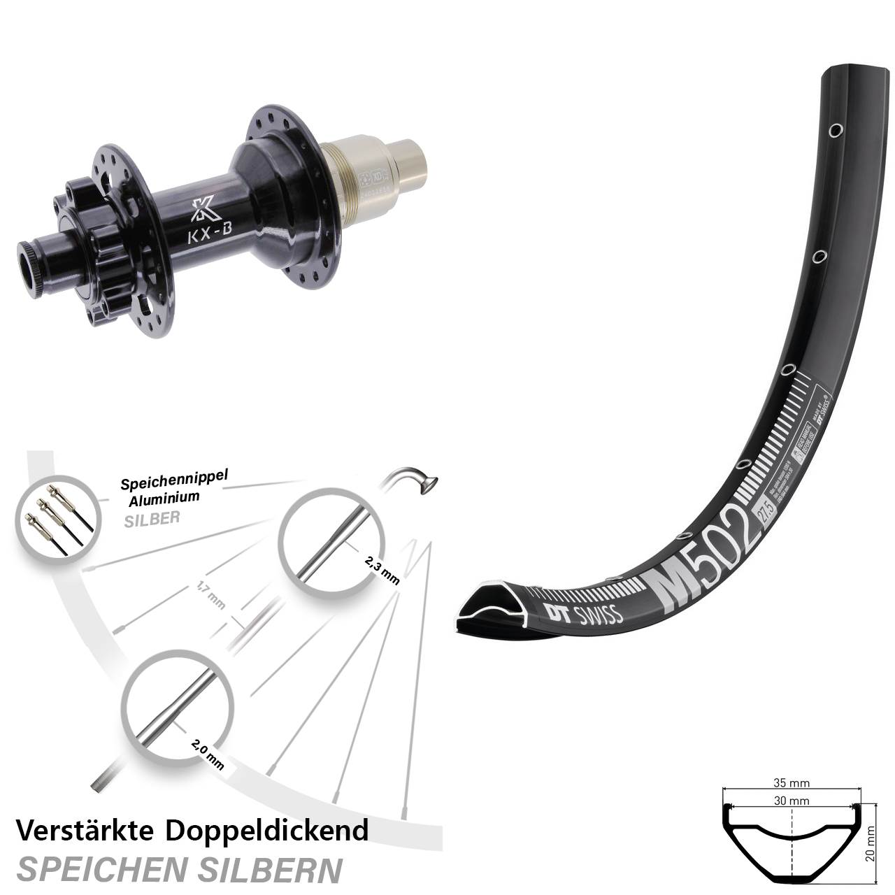 Boost Disc Laufrad 12x148 29 Zoll DT Swiss M 502 KX-B XD 11-12 fach