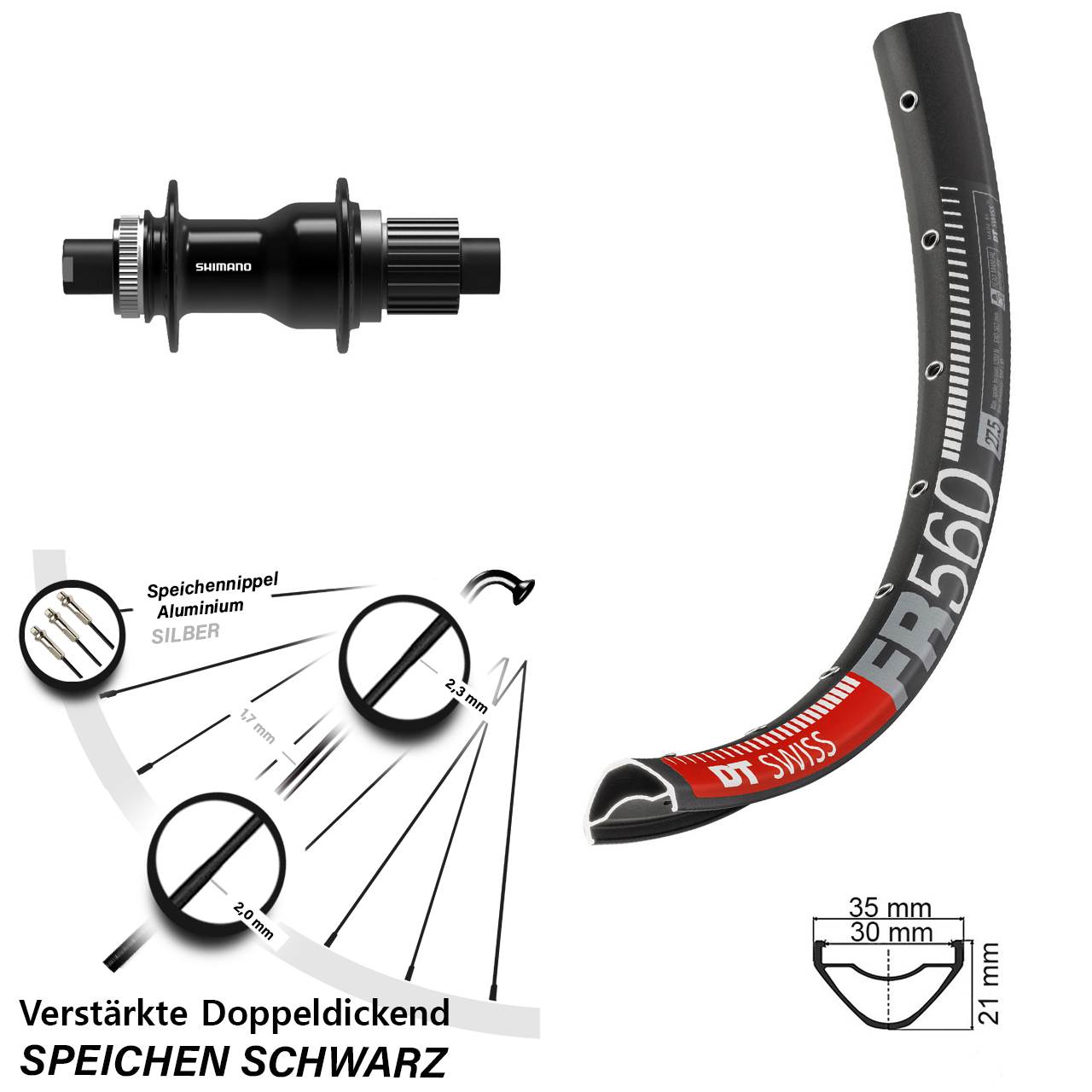 Disc Laufrad 26 Zoll DT Swiss FR560 Shimano FH-TC500-B Boost Micro Spline 12x148