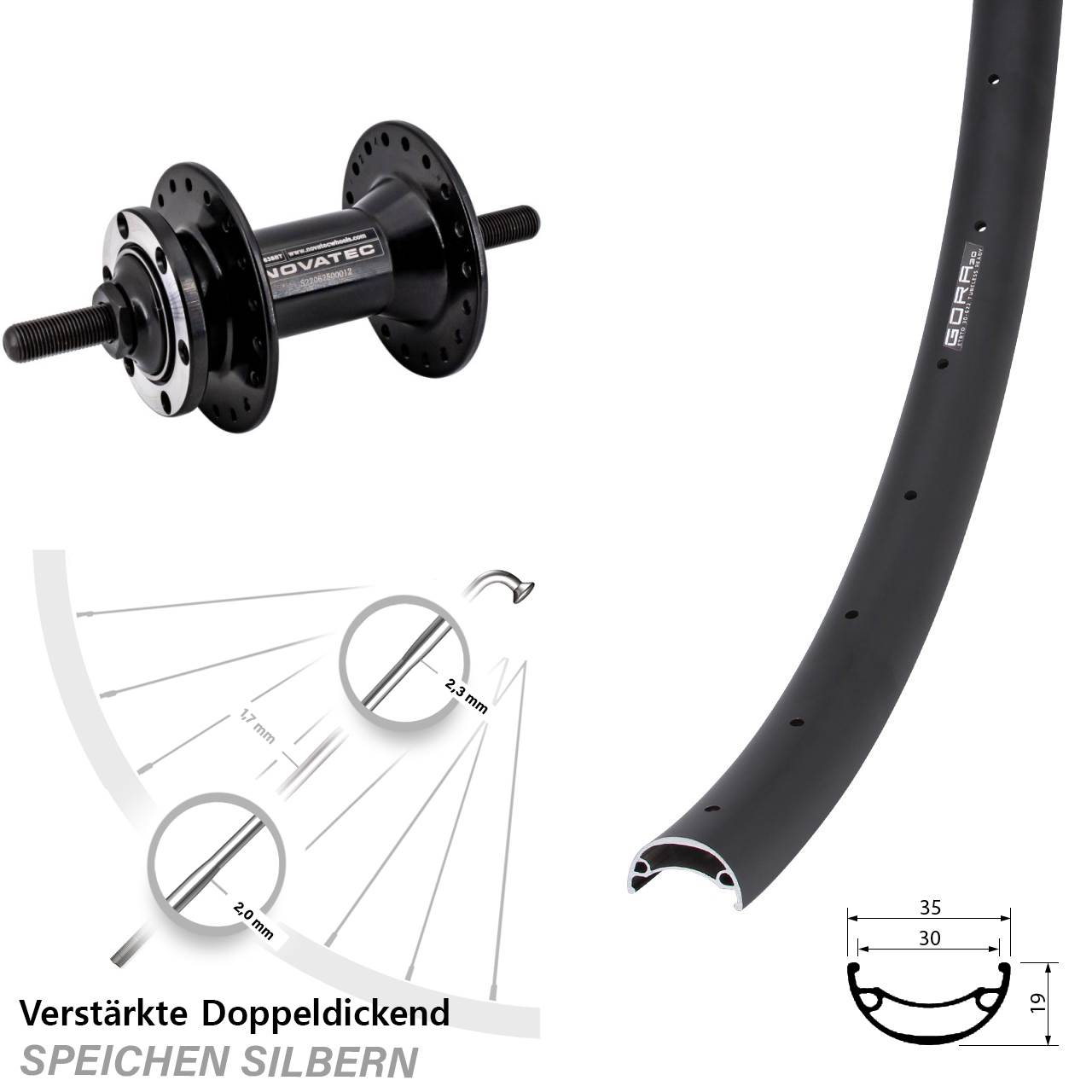 Disc Vorderrad 29 Zoll Gora 30 Novatec D763 Vollachse