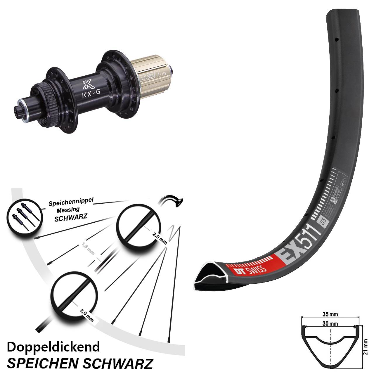 Disc Laufrad QR 29 Zoll DT Swiss EX511 KX-G 8-12 fach