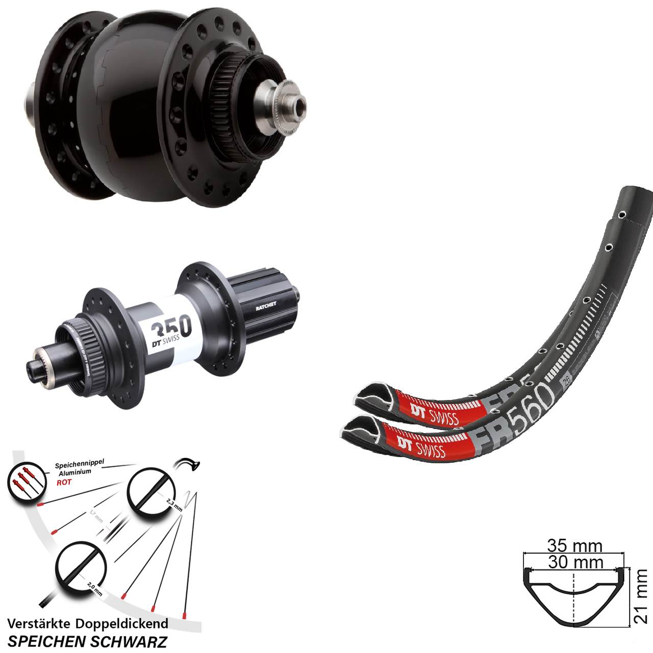 Laufradsatz Centerlock QR 26 Zoll DT Swiss FR560-350 SON delux 8-11 fach HG