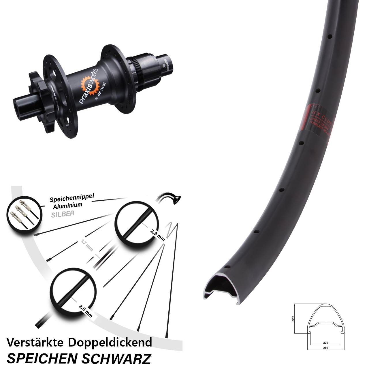 KX Clue DT Swiss 350 SL 28 Zoll Hinterrad 6-Loch 12x142 SRAM XD