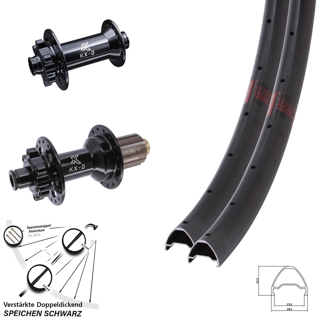 KX-B Clue 27,5 Zoll Disc Laufradsatz 15x110 12x148 Boost 8-11 fach