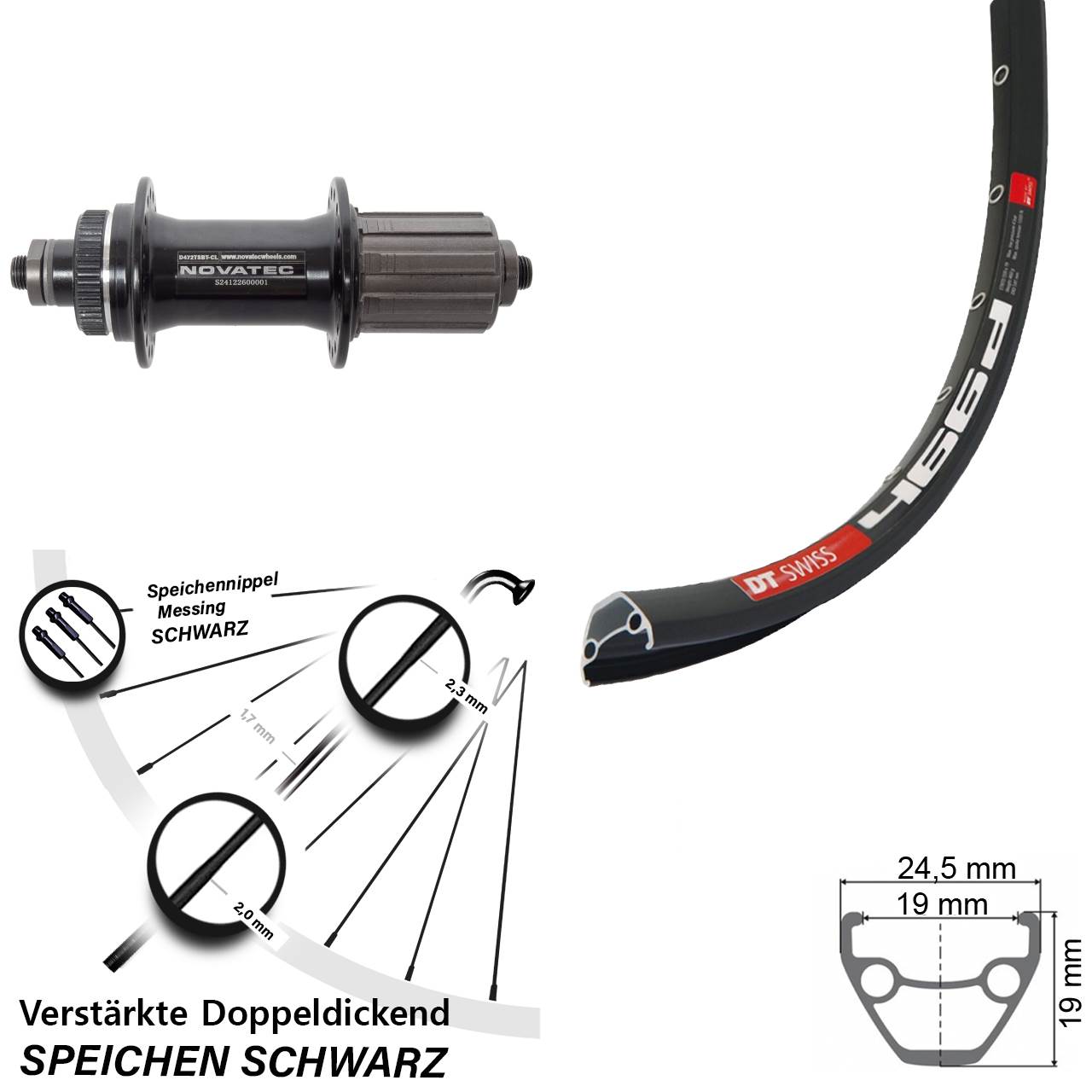 Disc Laufrad QR 28 Zoll DT Swiss 466d Novatec D472 8-12 fach HG