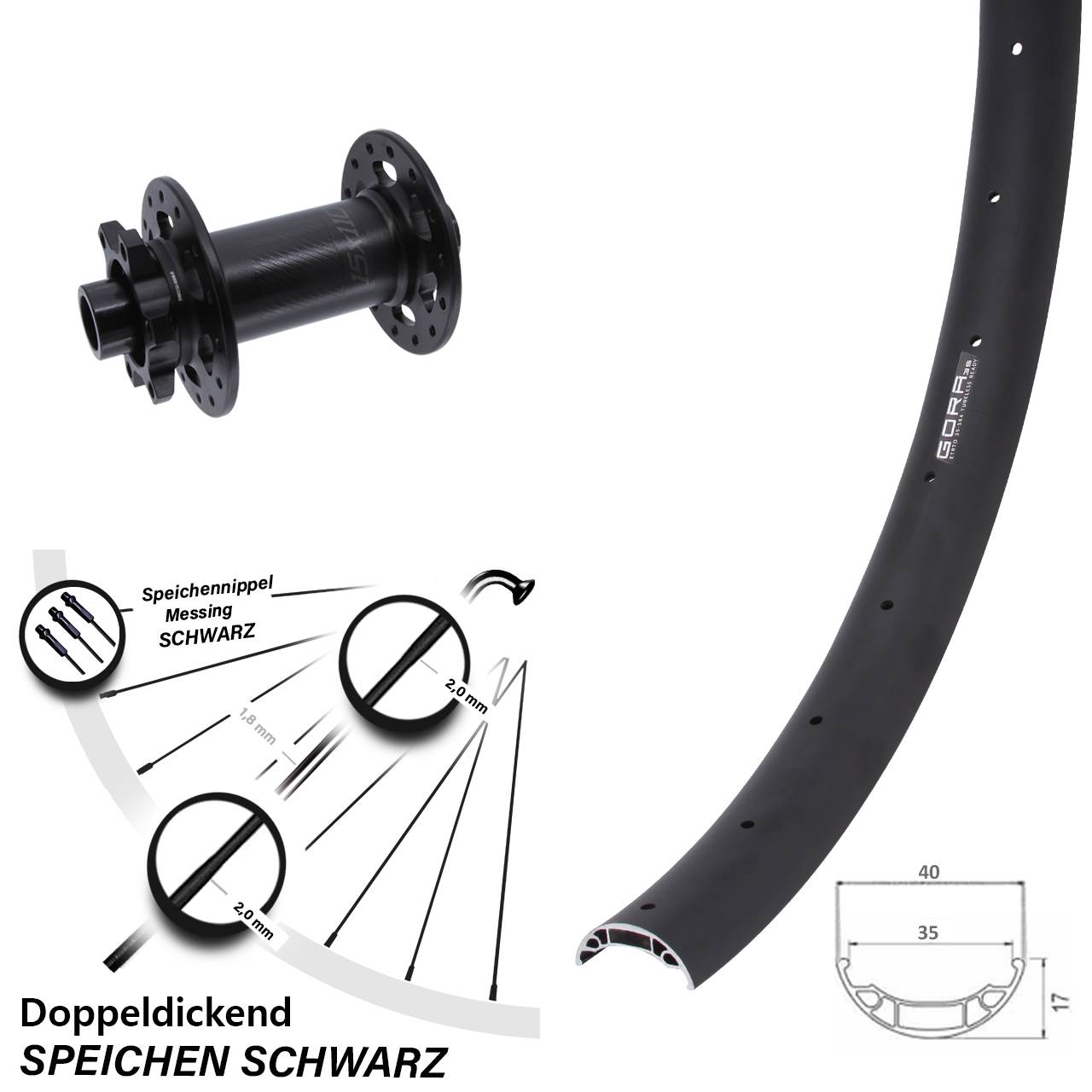 6-Loch Vorderrad 27,5 Zoll Gora 35 Bear Pawls 15x110 Boost