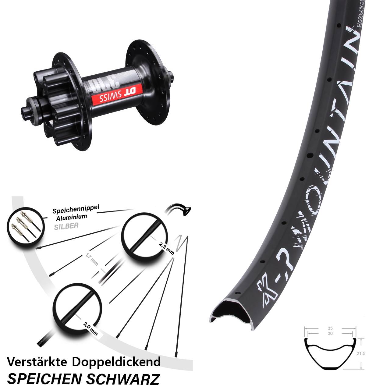 KX-R Mountain DT Swiss 370 29 Zoll Disc Laufrad QR