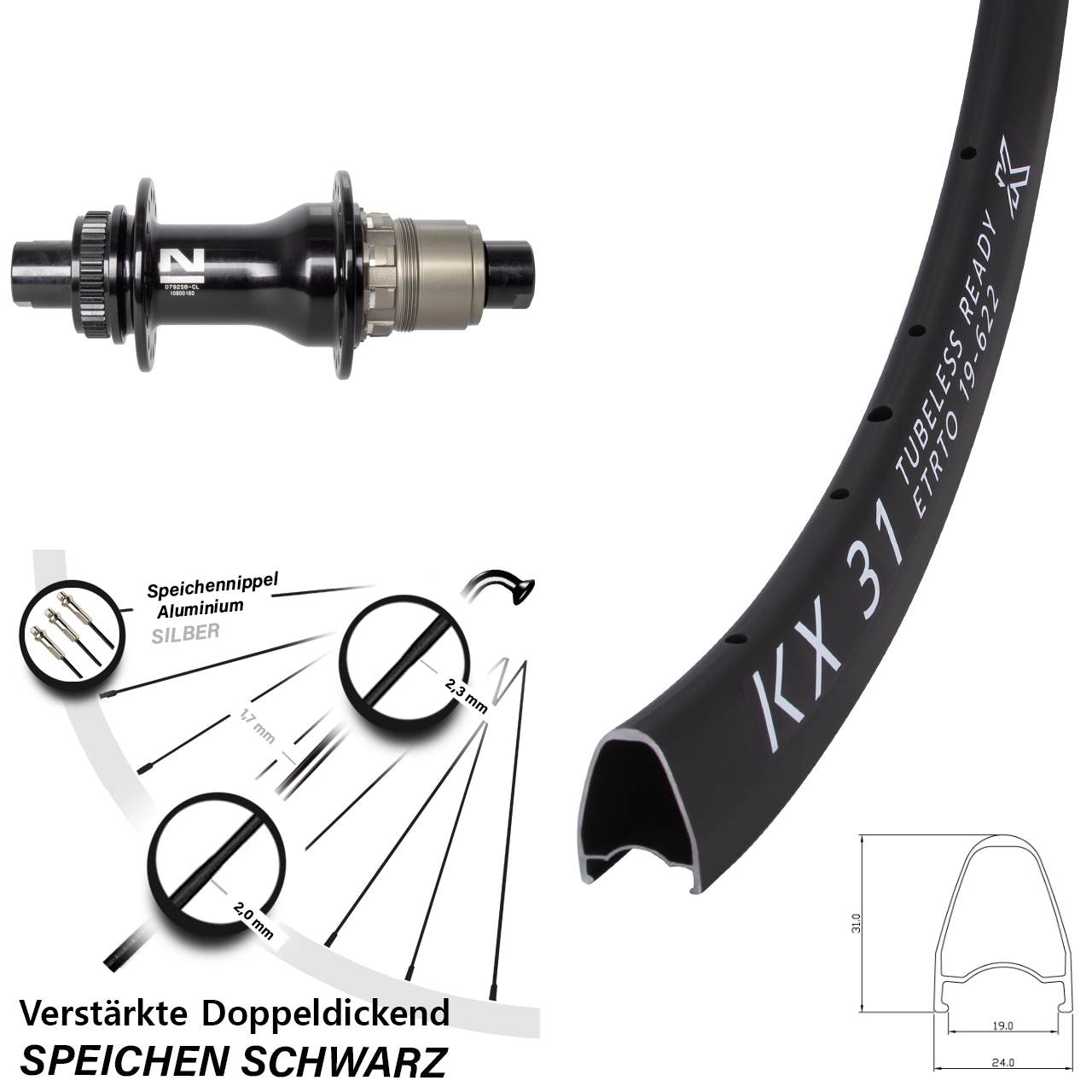 28 Zoll KX 31 Novatec D792SB Disc Laufrad 12x142 SRAM XDR