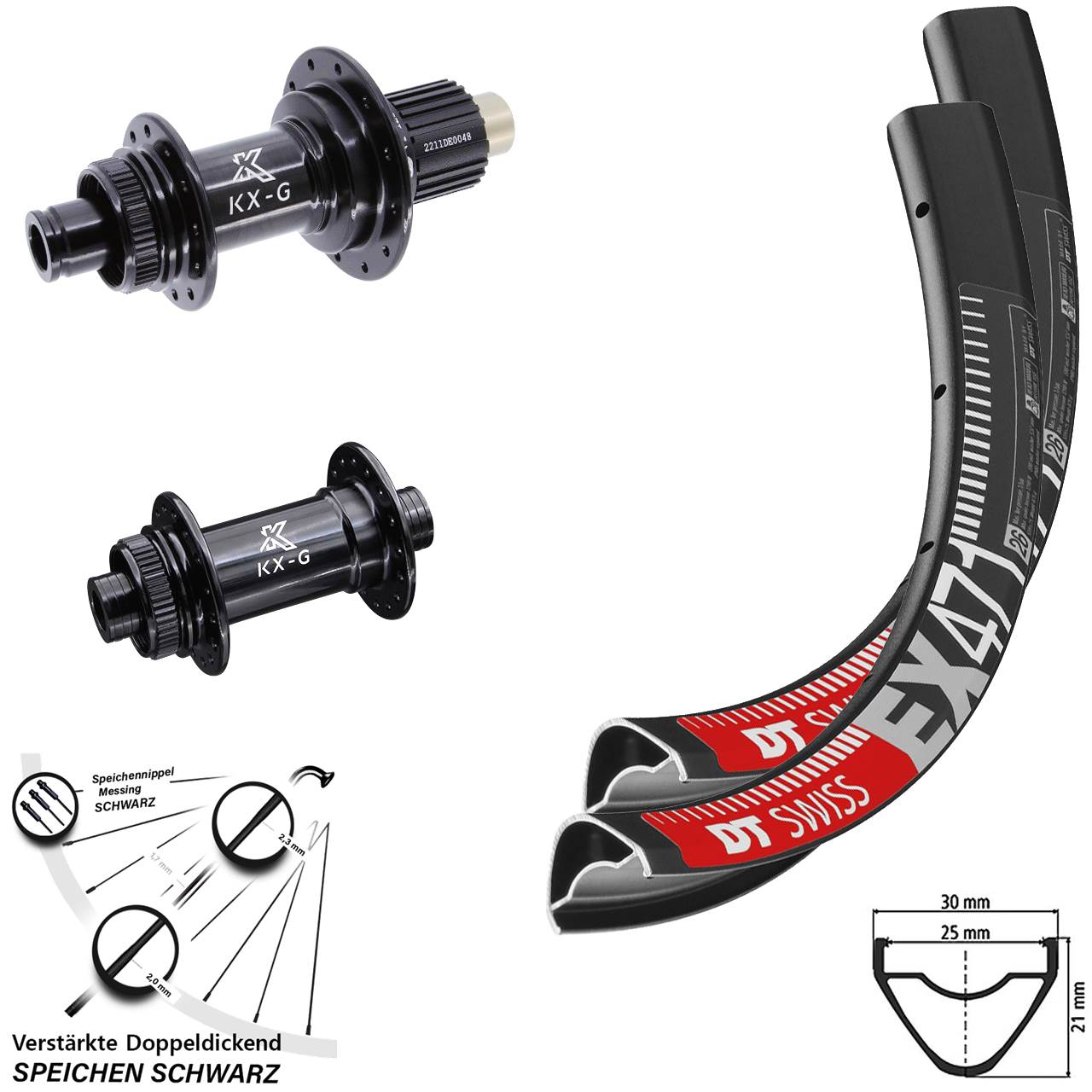 Laufradsatz 26 Zoll DT Swiss EX471 Disc Centerlock 15x100/12x142 KX-G Micro Spline