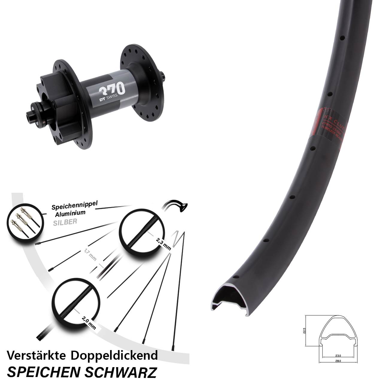 KX Clue DT Swiss 370 650B Disc Vorderrad für Schnellspanner