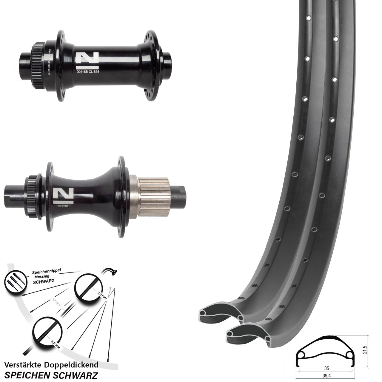Laufradsatz Disc 27,5 Zoll Ambrosio E35 Novatec D041 D462SB Micro Spline 15x110 12x148