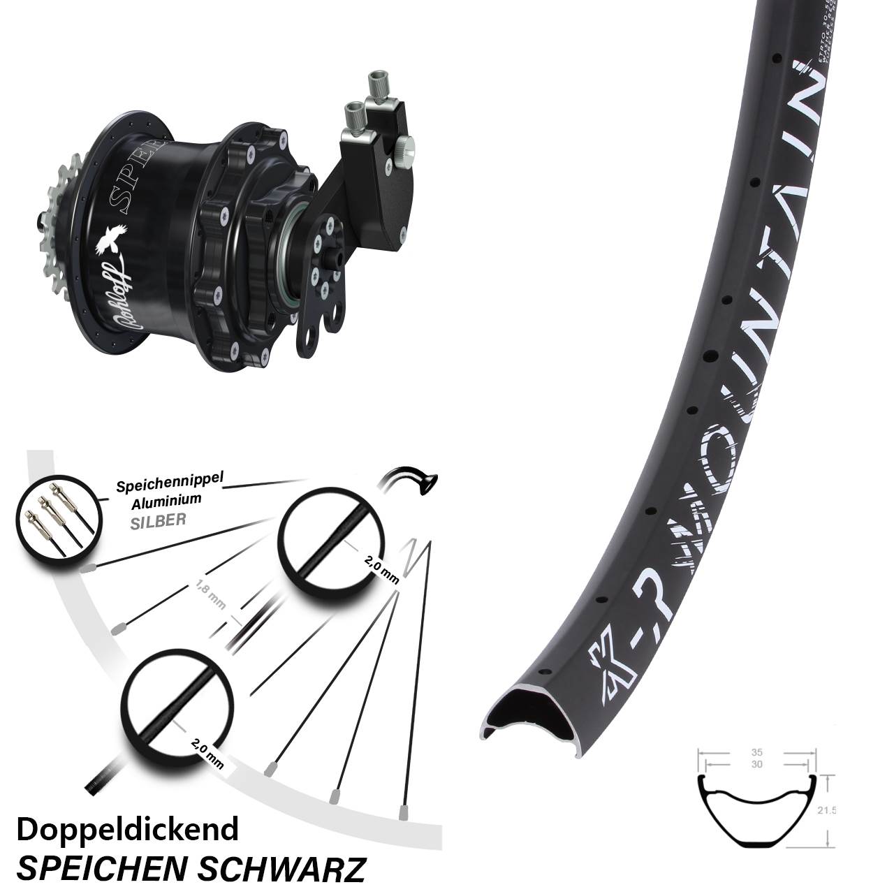 Disc Hinterrrad 27,5 Zoll KX-R Mountain Rohloff Speedhub 500/14 CC DB Tandem