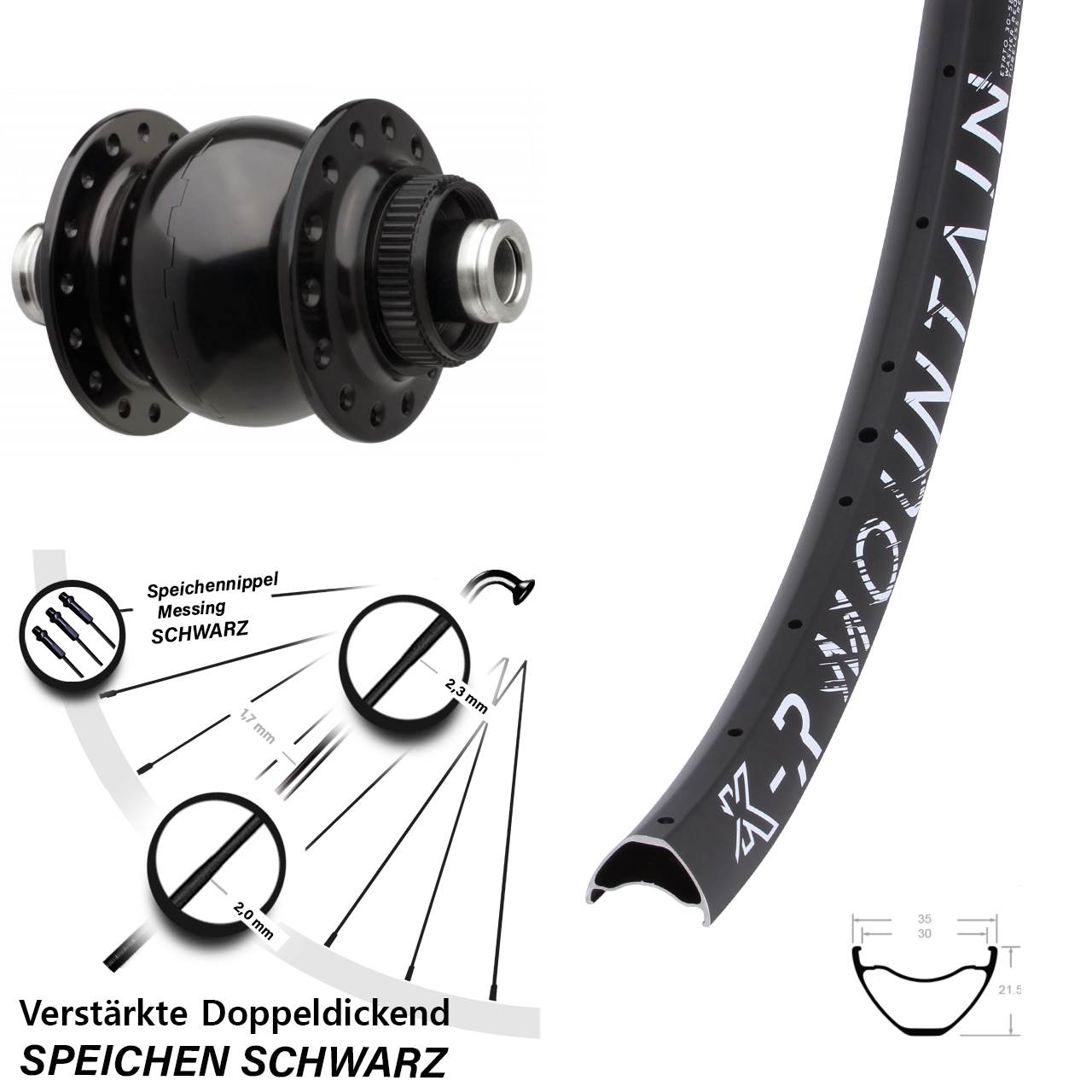 Centerlock Vorderrad mit Dynamo 29 Zoll KX-R Mountain SON 28 12x110 Boost