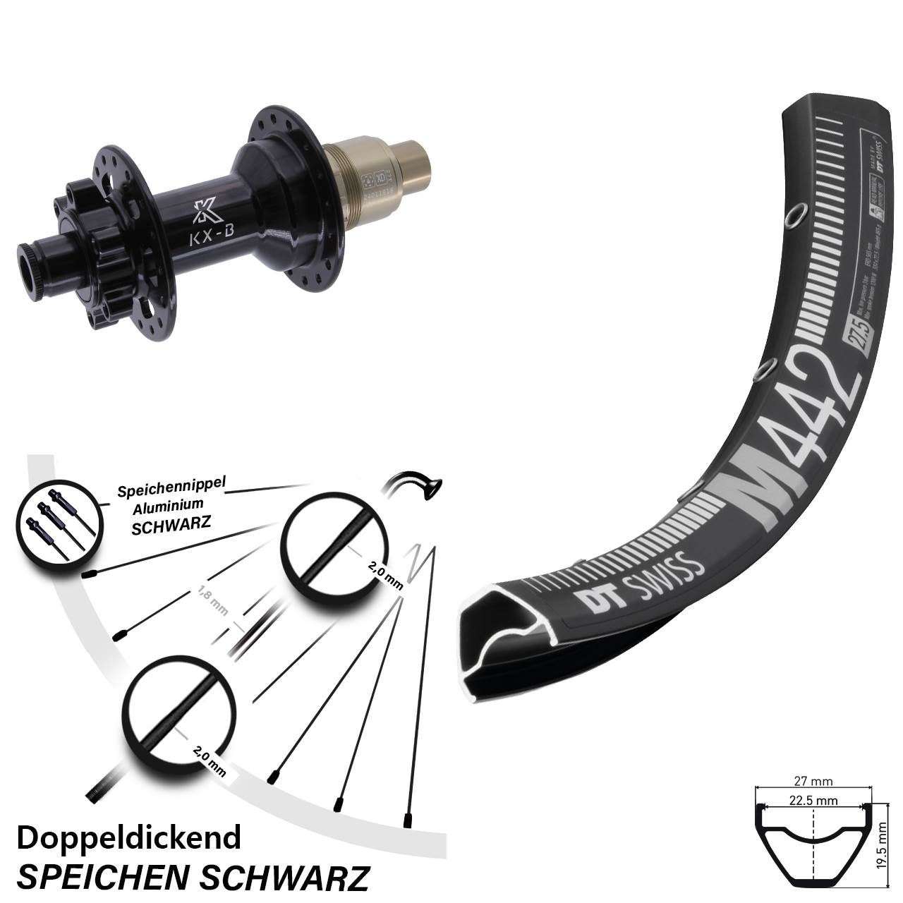 Disc Hinterrad 12x148 28 Zoll DT Swiss M442 KX-B XD