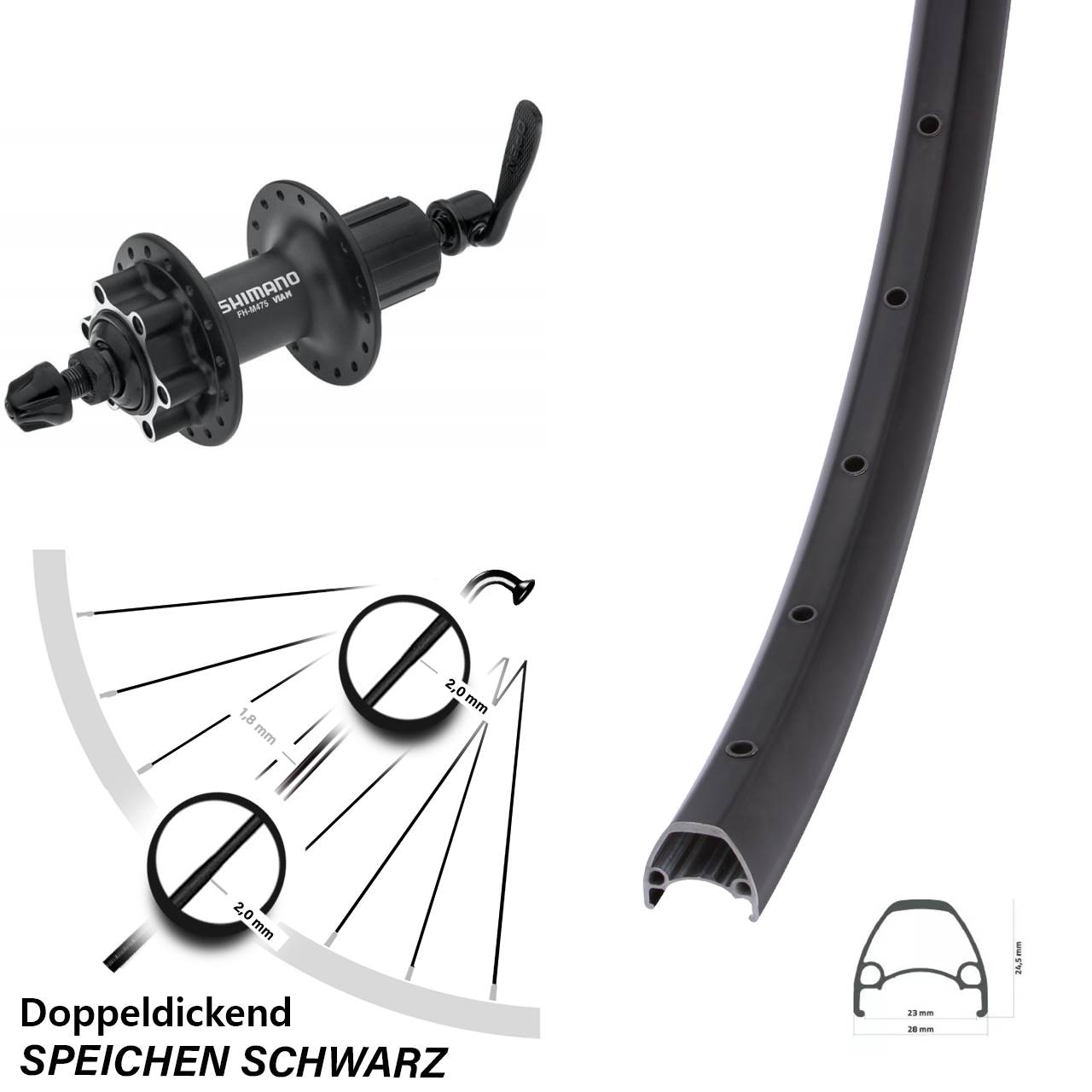 Ambrosio Sport Shimano Alivio 28-29 Zoll Disc Hinterrad für Schnellspanner 8-11 fach HG